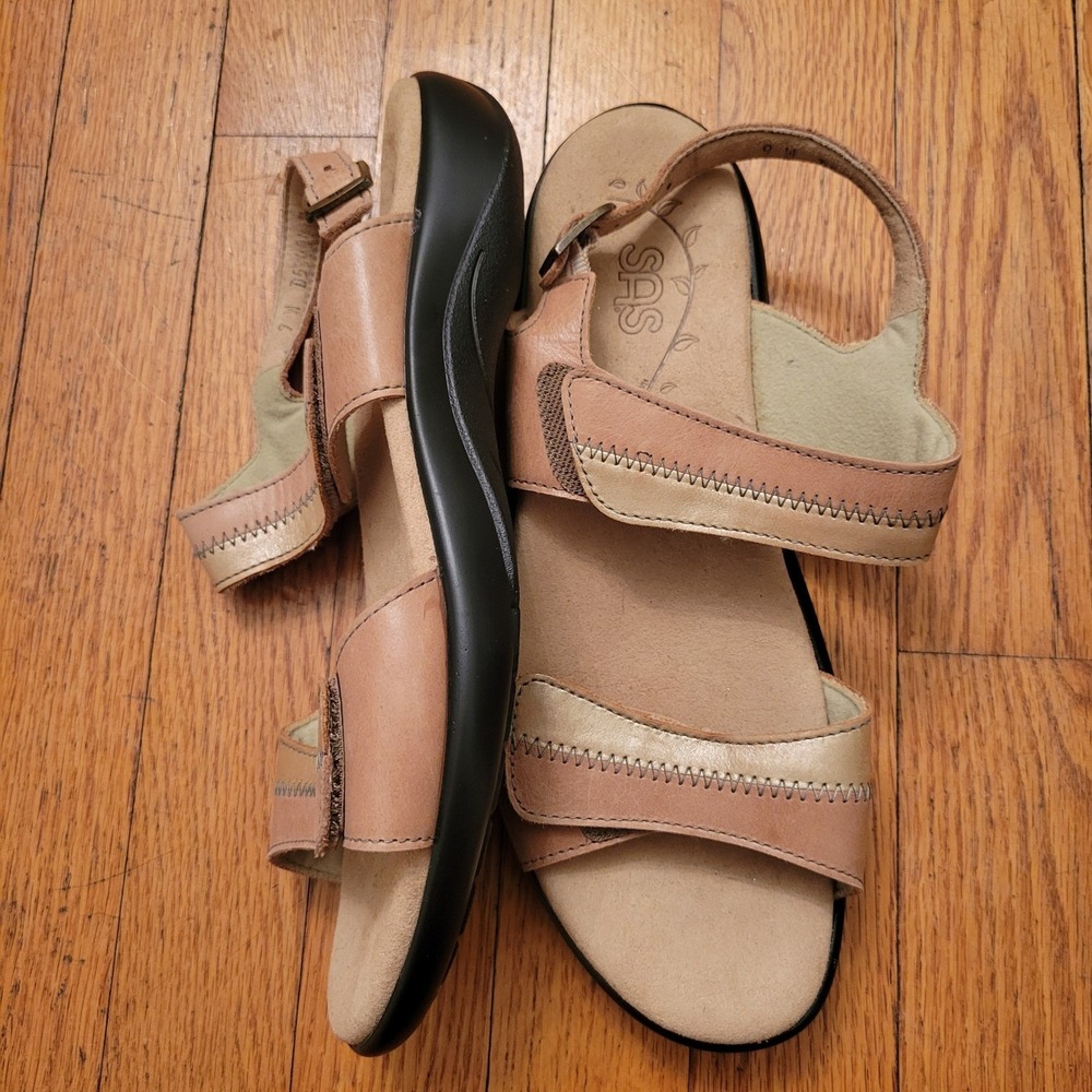 SAS Tan Slingback Sandals 9W Comfort NUDU Beach Walking Granola Neutral Boho